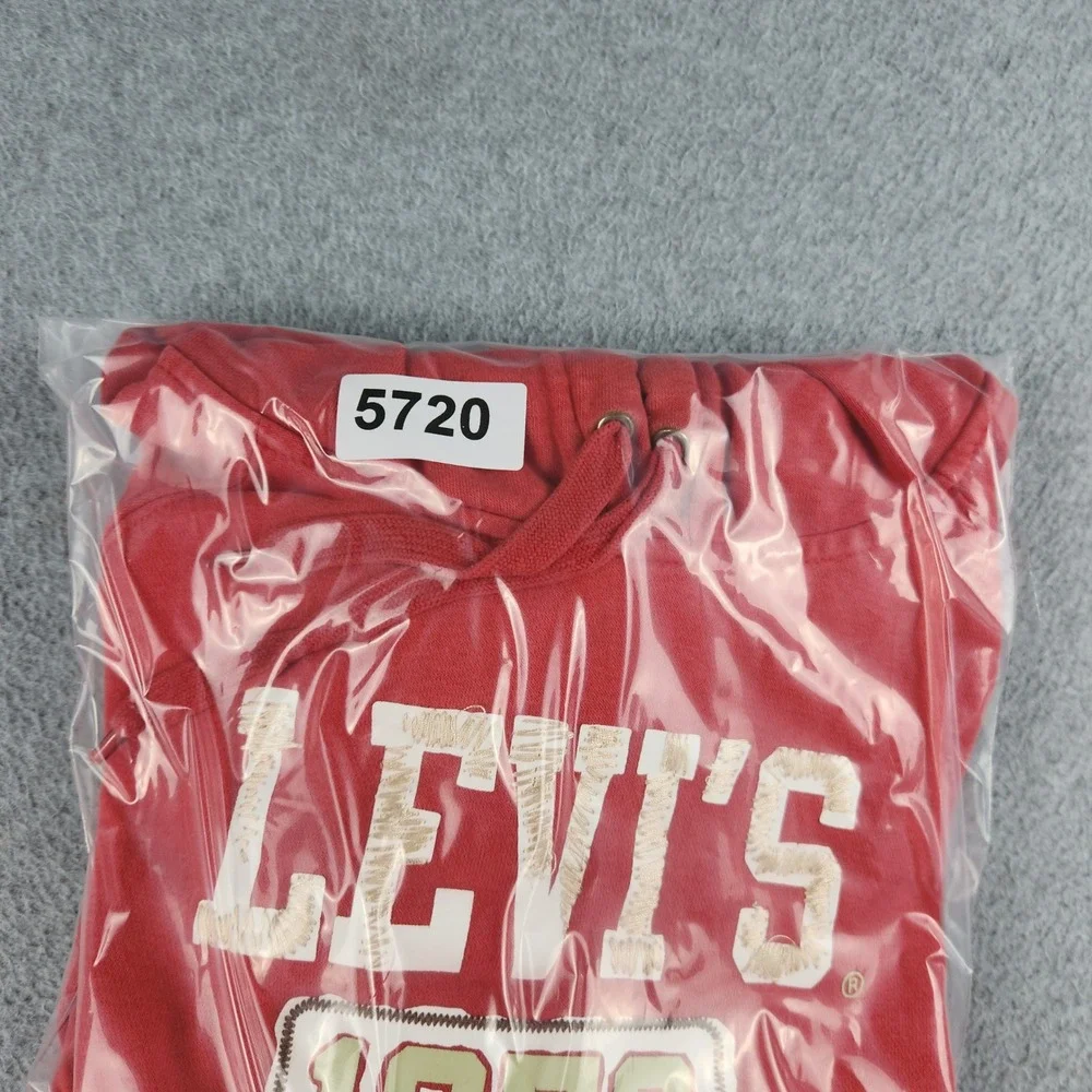 Levis Red Tab Hoodie Mens XL Red Graphic Fleece Lined Comfy Streetwear Pullover